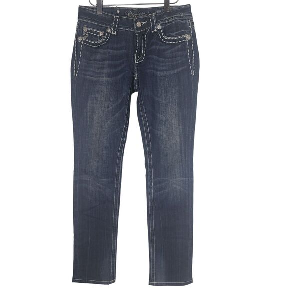 Miss Me Denim - Miss Me Jeans 28 Womens Skinny Leg Dark Wash Low Rise Studded Thick Stitched